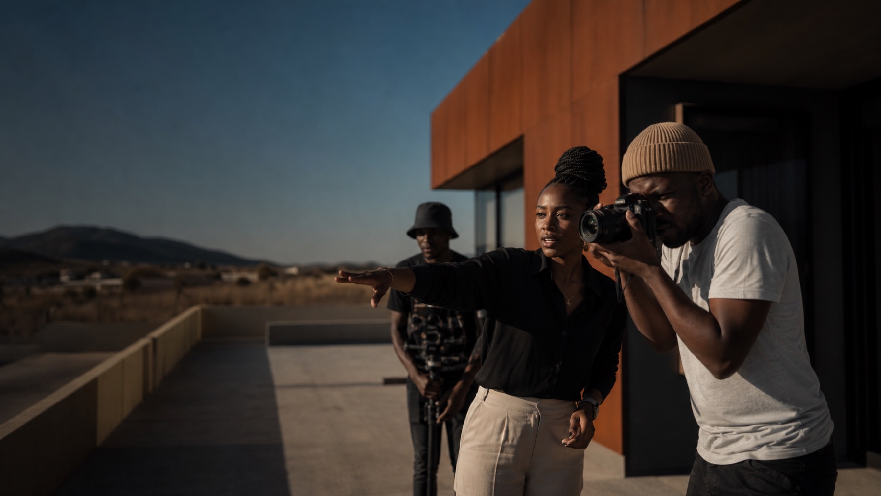 Namibian travel and design creator filming an urban architecture story in Windhoek