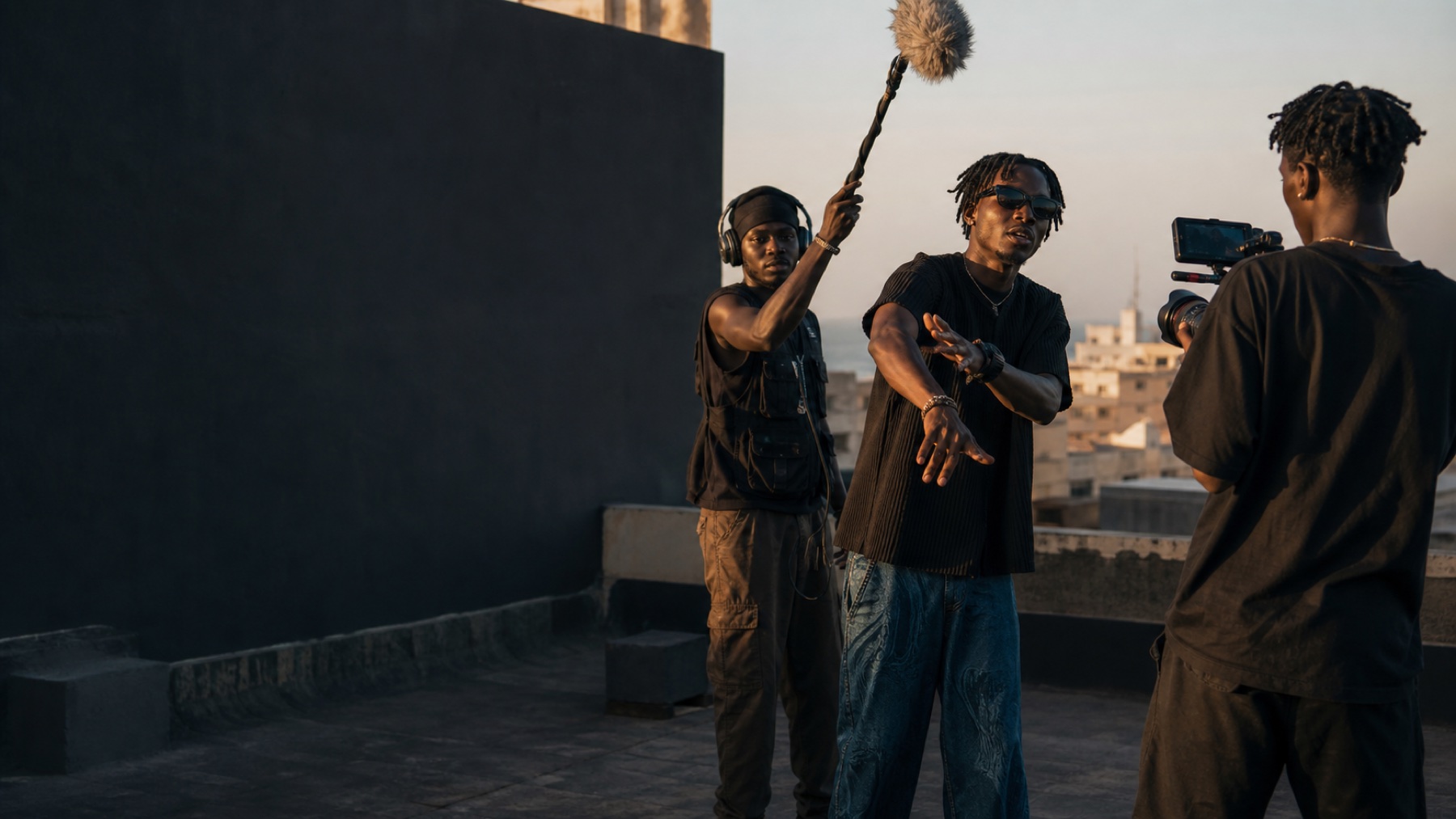 Senegalese music and fashion creator recording a performance-led story in Dakar